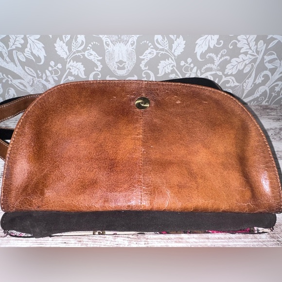 Sophia Visconti Purse Brown Suede And Patent Leather Brown Pink/ white lining - Picture 5 of 7